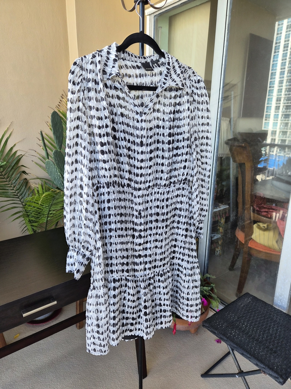 Pinko Black and White Dot Print Shirt